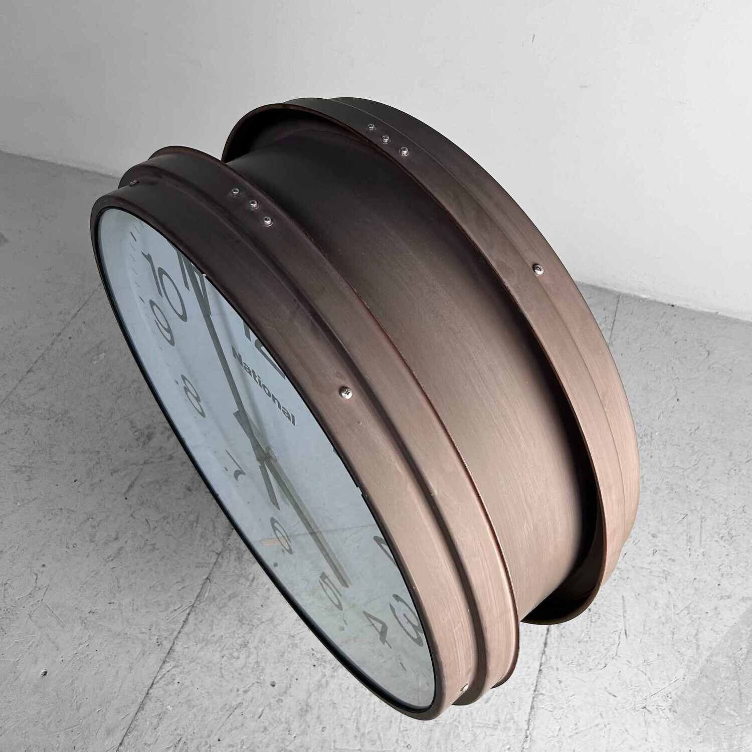 Grote Dubbelzijdige Industriële Vintage Klok, NATIONAL, Japan.