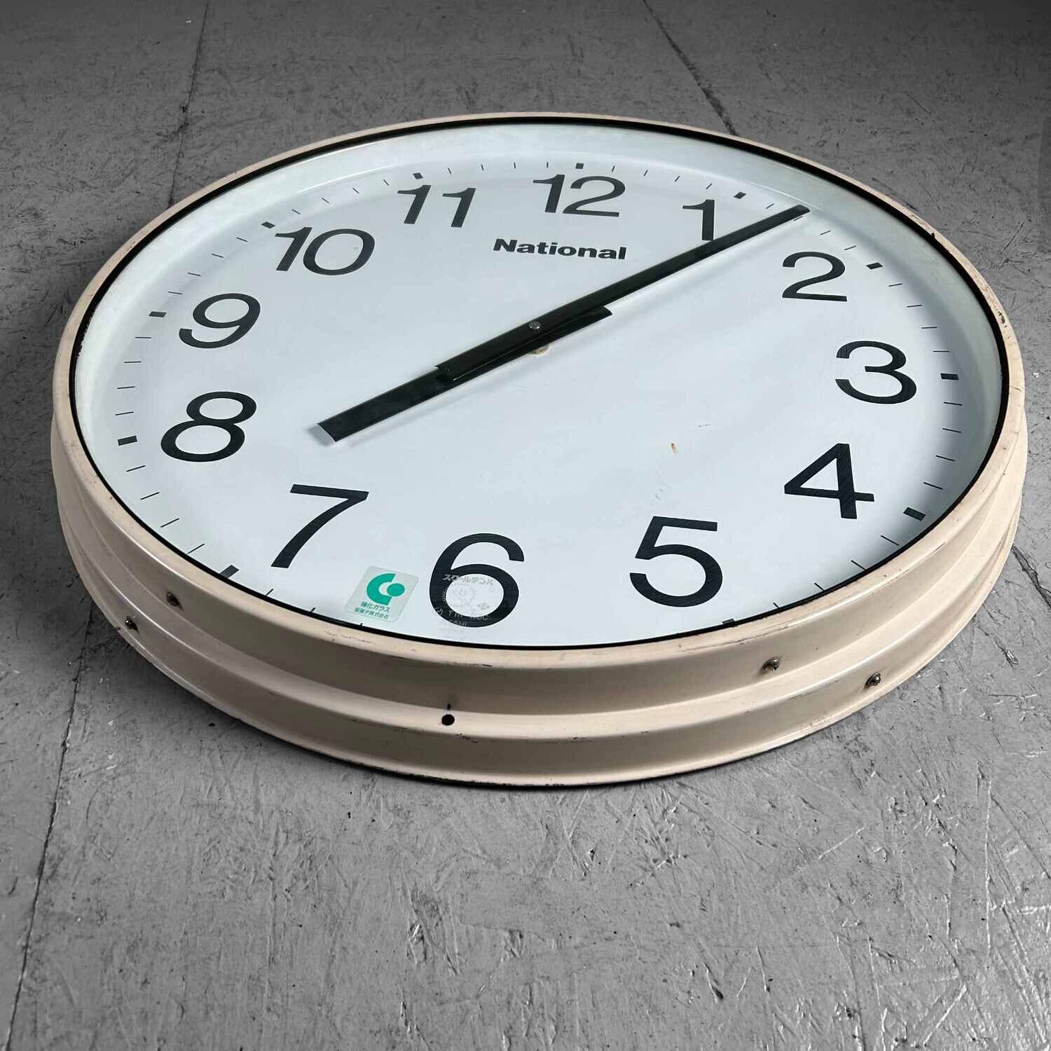 Industrial Vintage Wall Clock, NATIONAL, Japan.