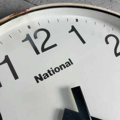 Industrial Vintage Wall Clock, NATIONAL, Japan.