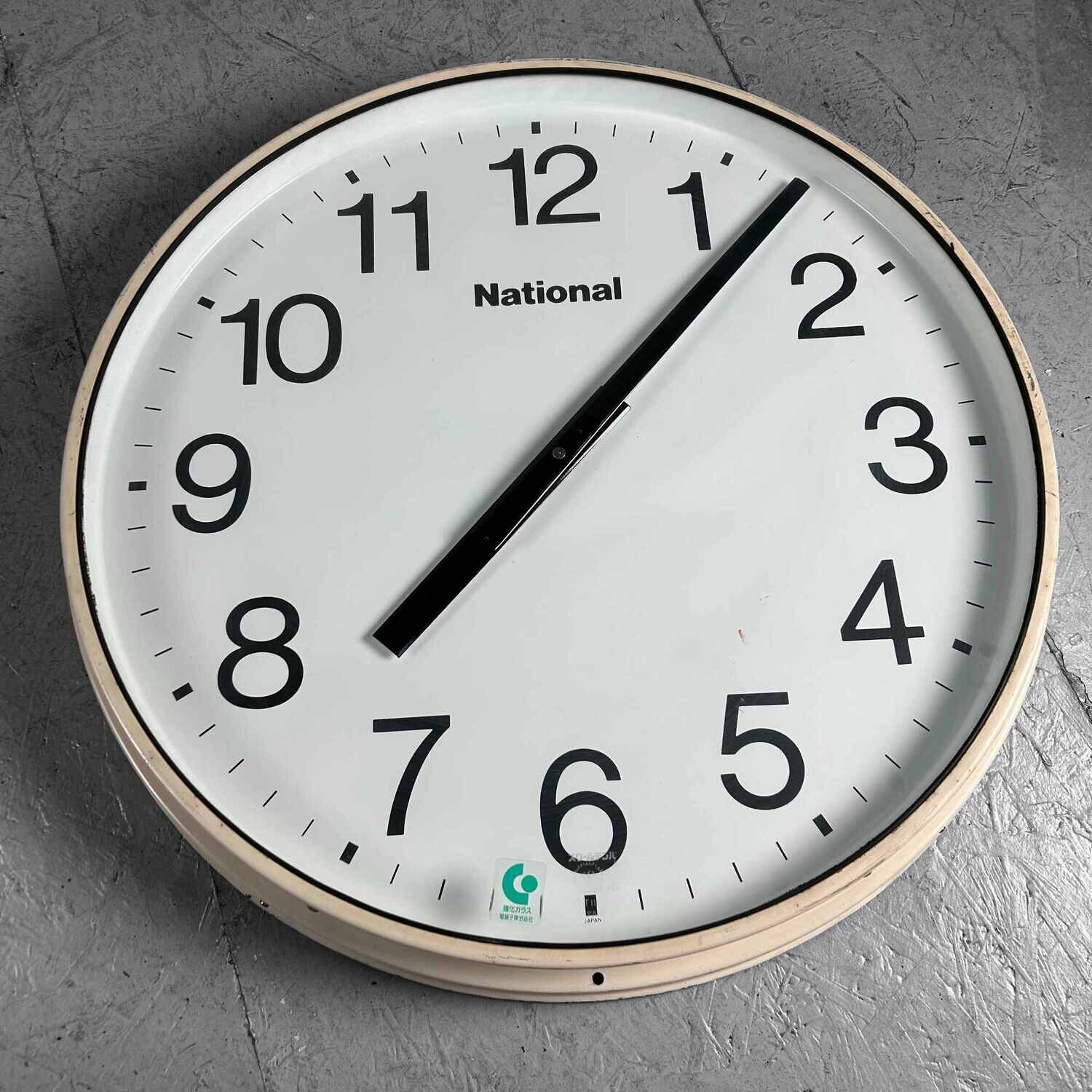 Industrial Vintage Wall Clock, NATIONAL, Japan.