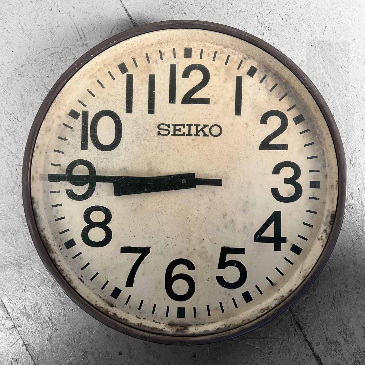 Industriële Vintage Wandklok, SEIKO, Japan.