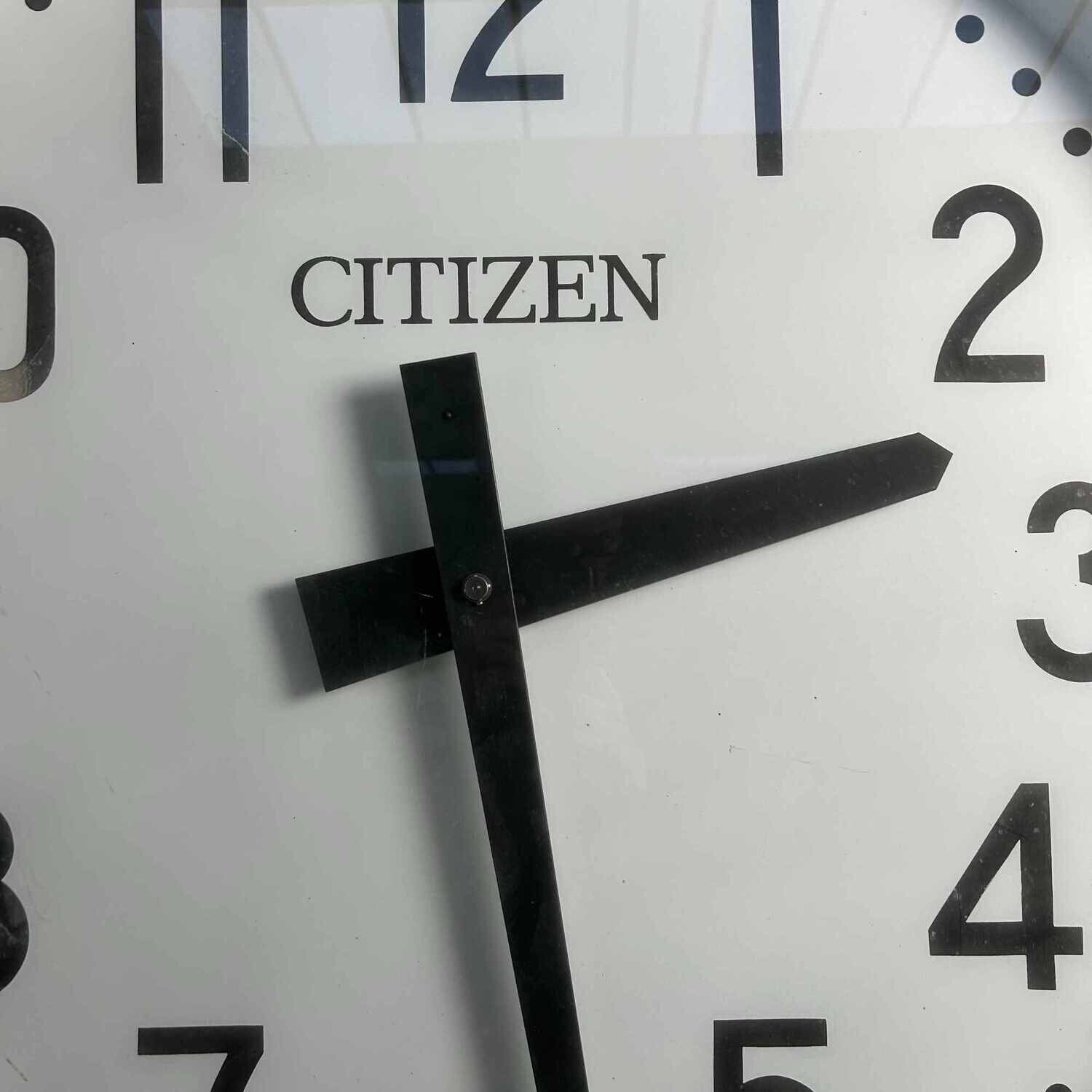 XL Industrial Vintage Wall Clock, CITIZEN, Japan.