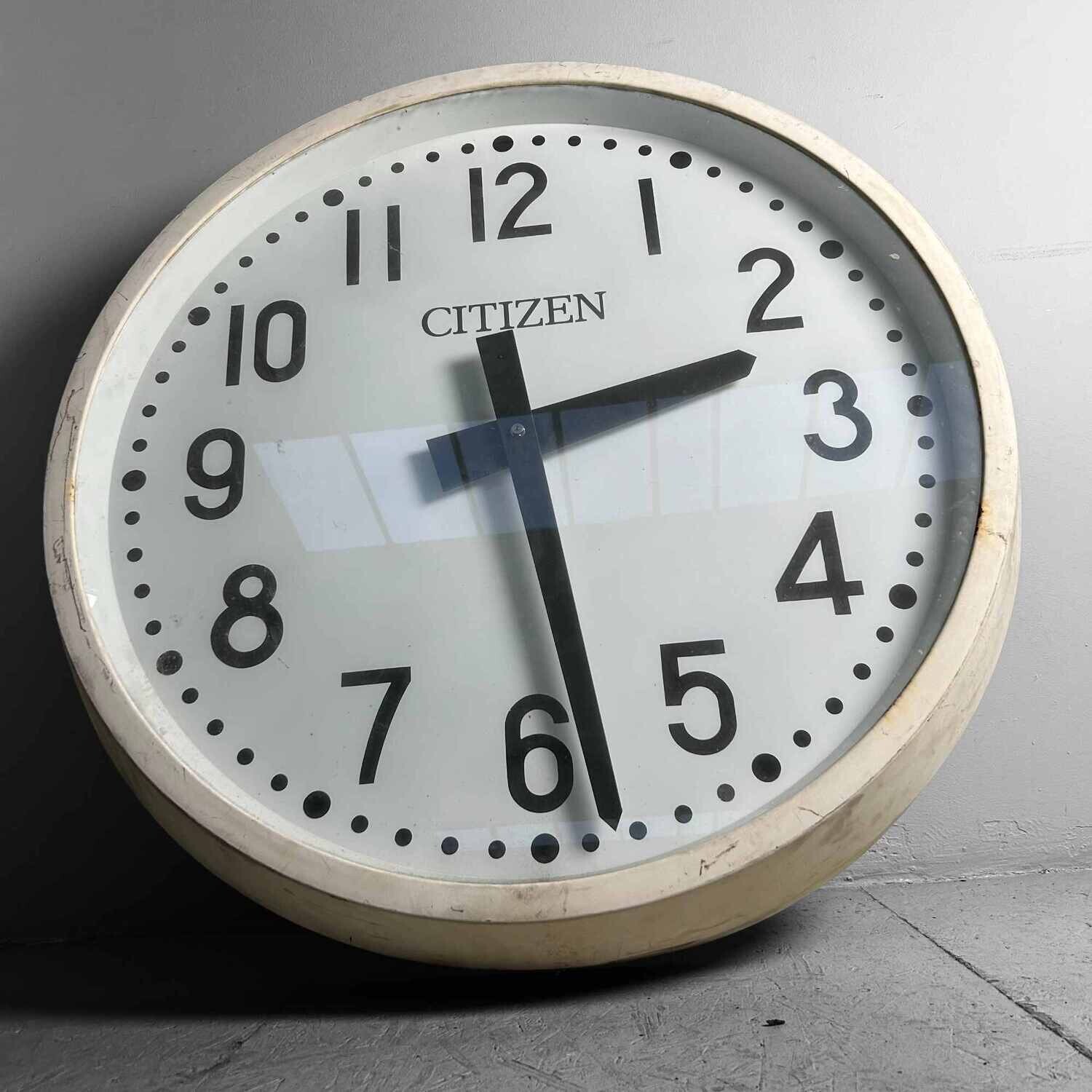 XL Industrial Vintage Wall Clock, CITIZEN, Japan.
