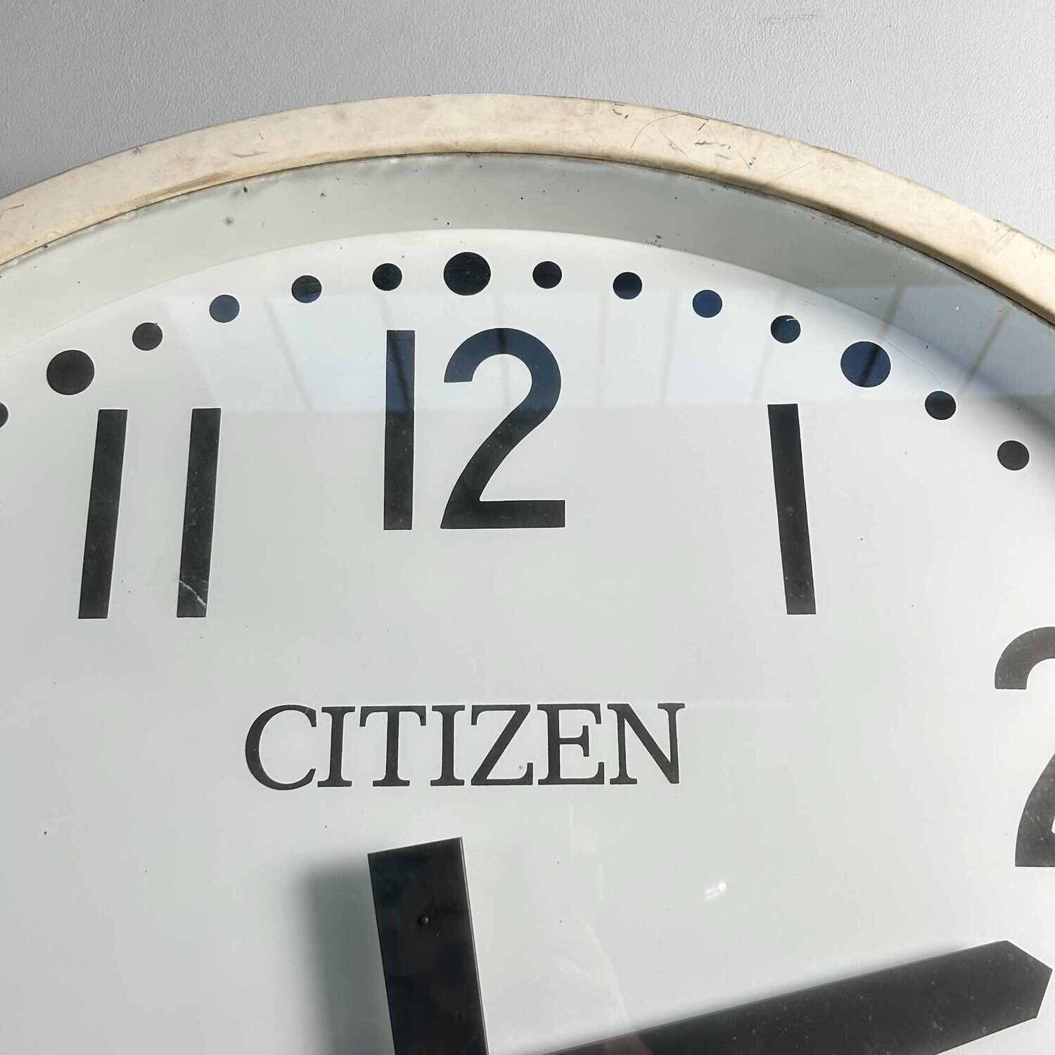 XL Industrial Vintage Wall Clock, CITIZEN, Japan.