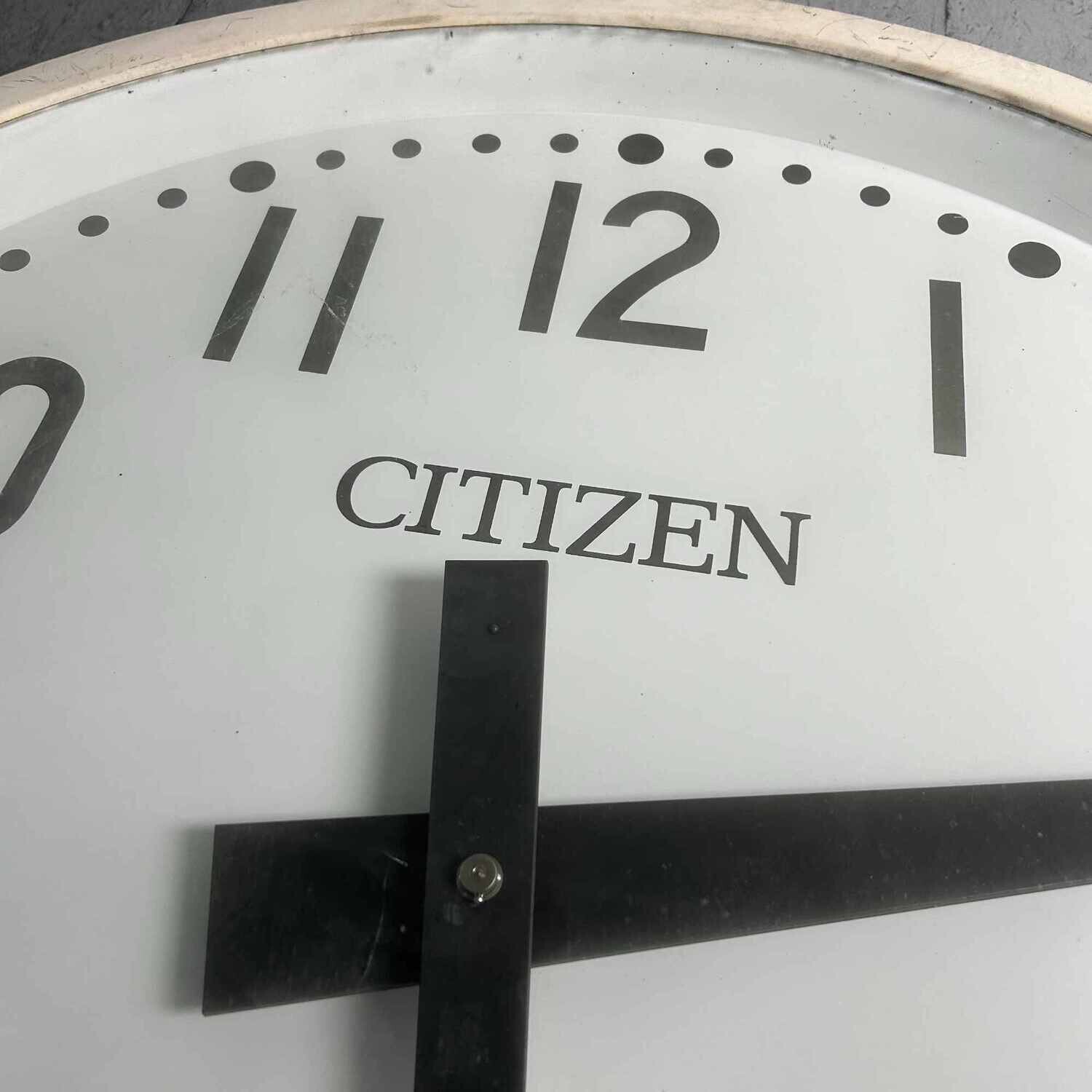 XL Industrial Vintage Wall Clock, CITIZEN, Japan.