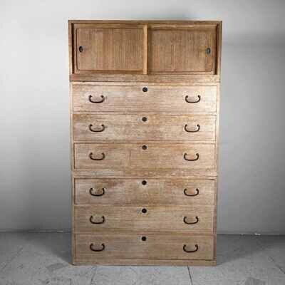 Large Three-Part Japanese Kimono Tansu Chest of Drawers, 1960s.