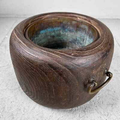 Antique Hibachi (火鉢) with Wooden Box, Taishō Period, Japan.