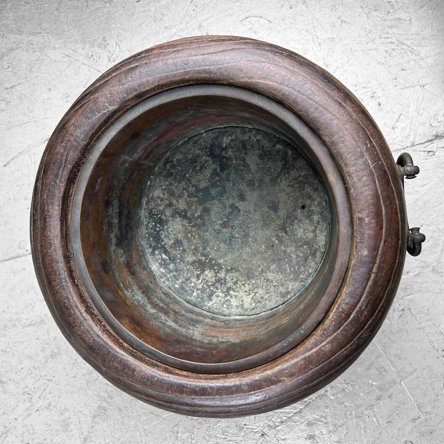 Antique Hibachi (火鉢) with Wooden Box, Taishō Period, Japan.
