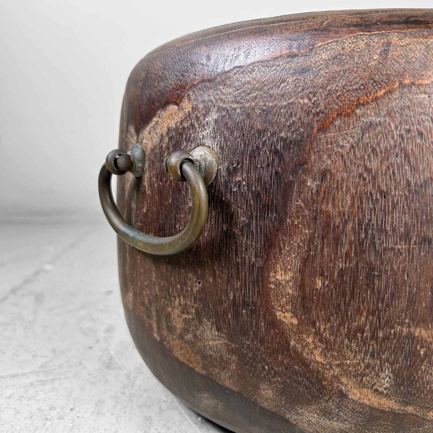 Antique Hibachi (火鉢) with Wooden Box, Taishō Period, Japan.