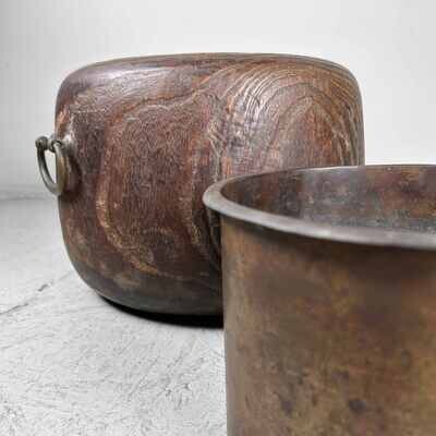 Antique Hibachi (火鉢) with Wooden Box, Taishō Period, Japan.