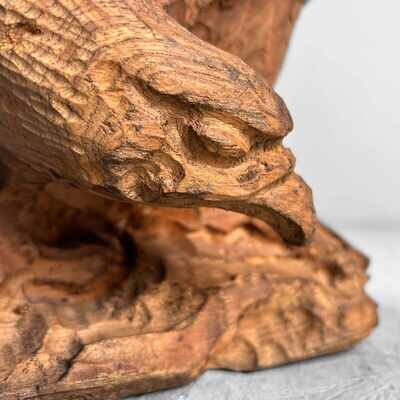 Decorative Wood Carving 'Eagle,' Mingei (民芸), Shōwa Era, Japan.