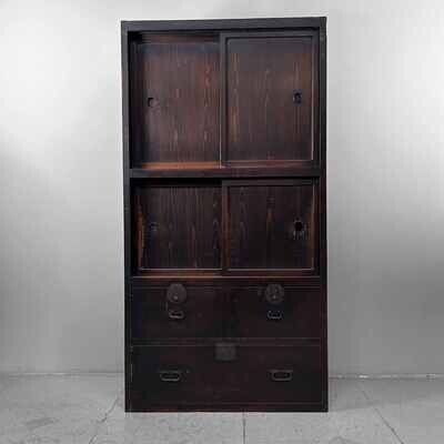 Tall Japanese Wabi Sabi Tansu Cabinet, Meiji Period.