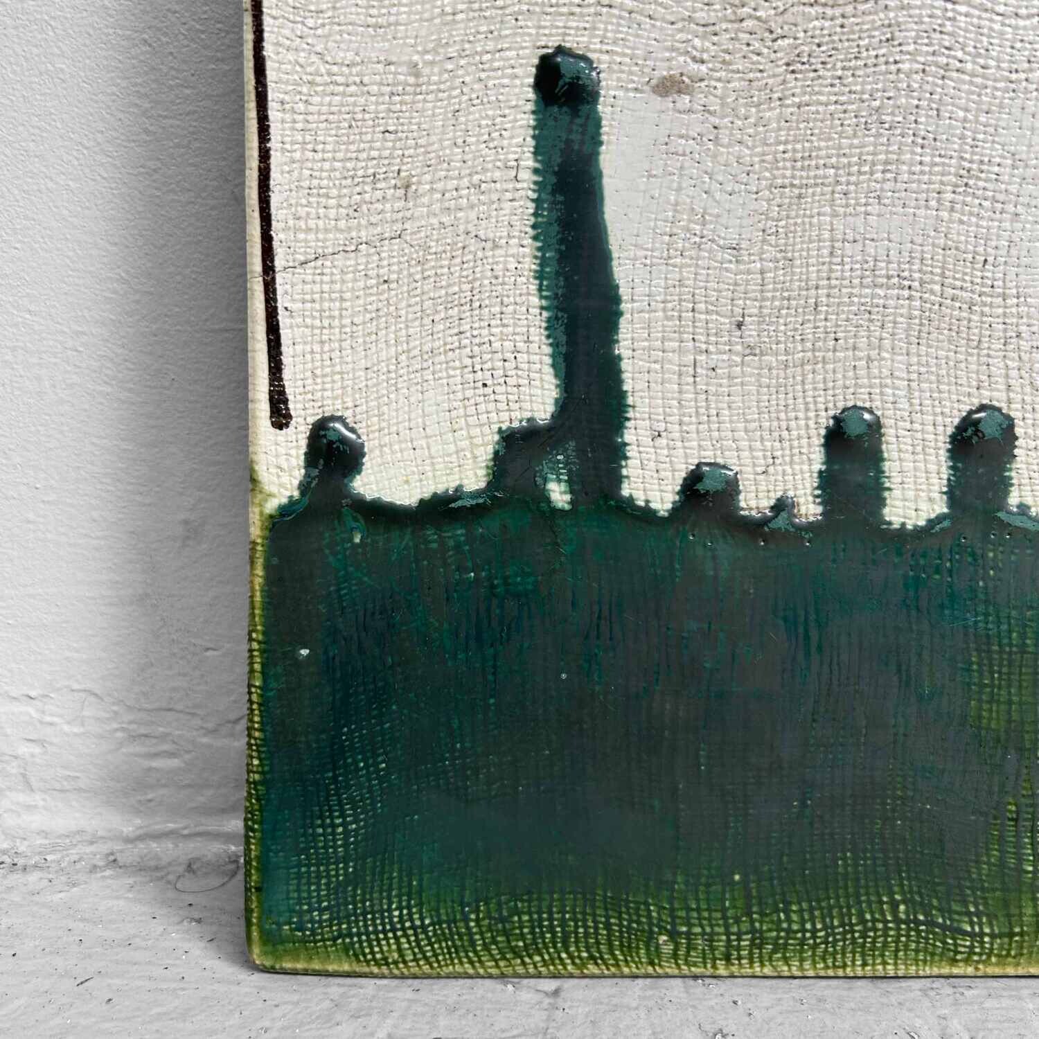 Oribe-ware Toban Keramische Tegel Theeceremonie, Taishō, Japan.