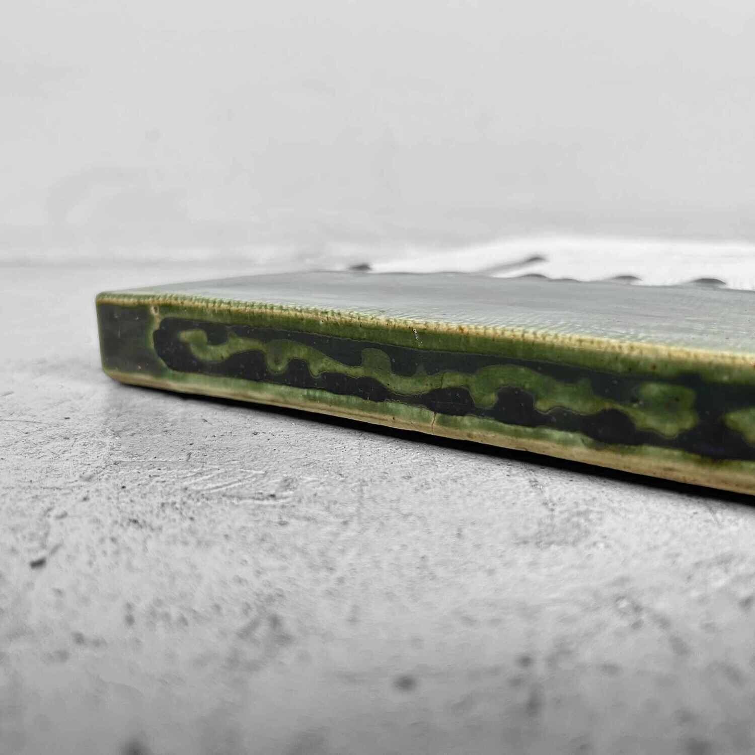 Oribe-ware Toban Keramische Tegel Theeceremonie, Taishō, Japan.