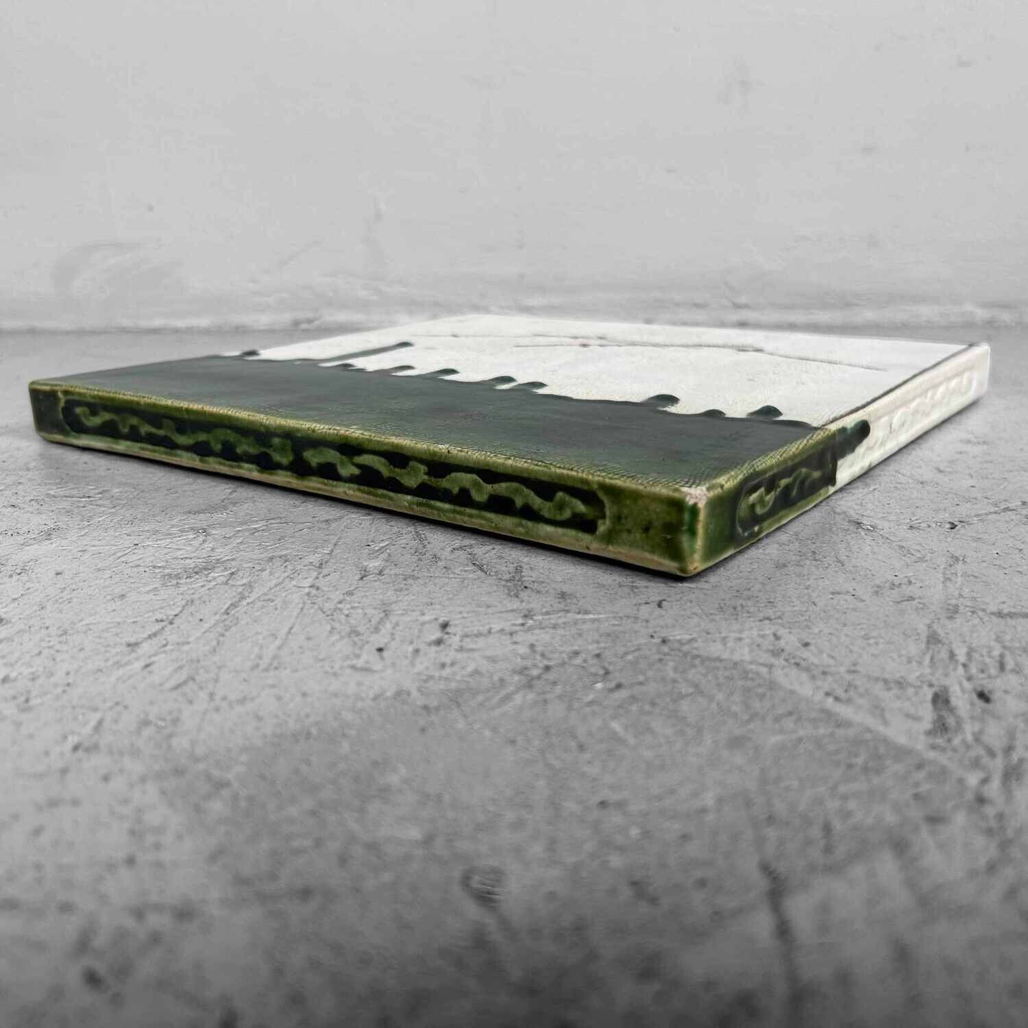 Oribe-ware Toban Keramische Tegel Theeceremonie, Taishō, Japan.