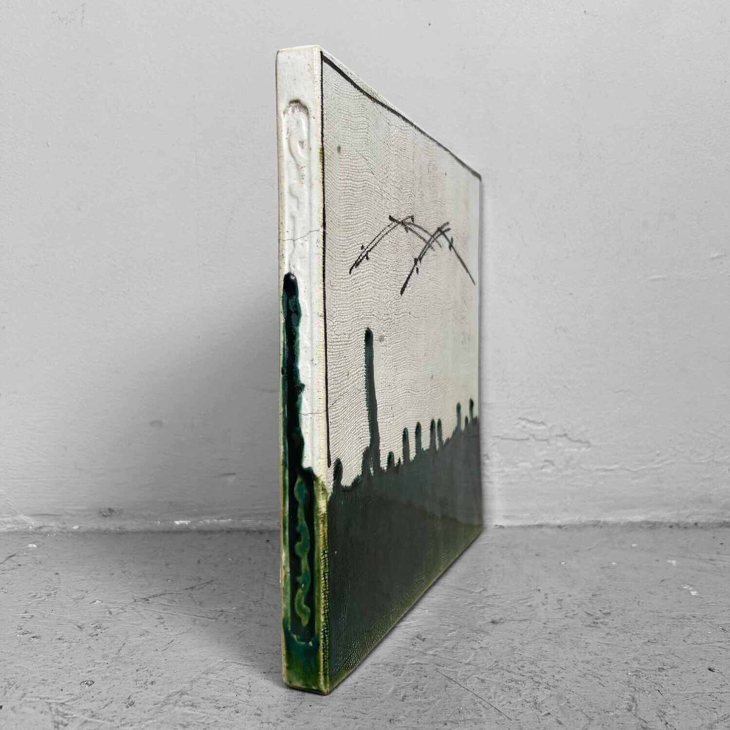 Oribe-ware Toban Keramische Tegel Theeceremonie, Taishō, Japan.