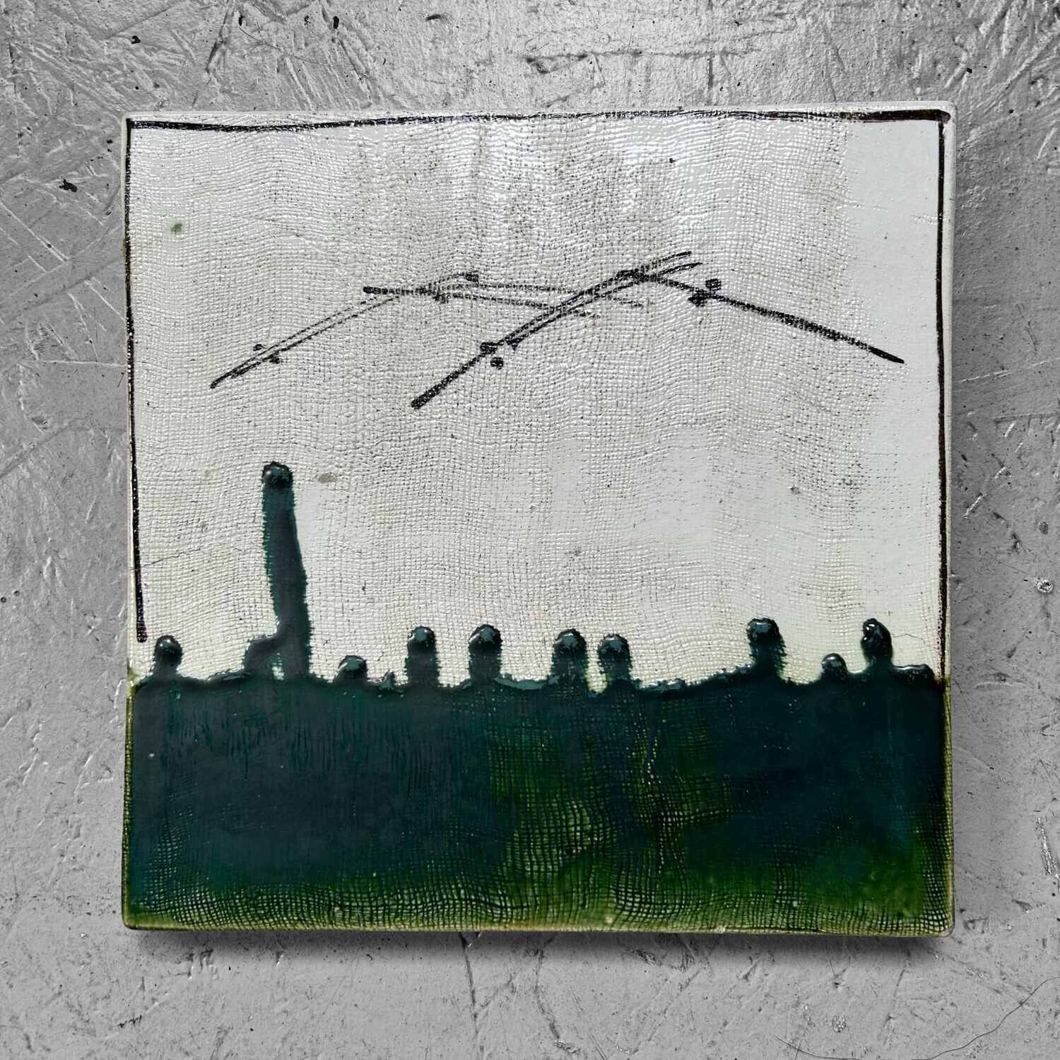 Oribe-ware Toban Keramische Tegel Theeceremonie, Taishō, Japan.