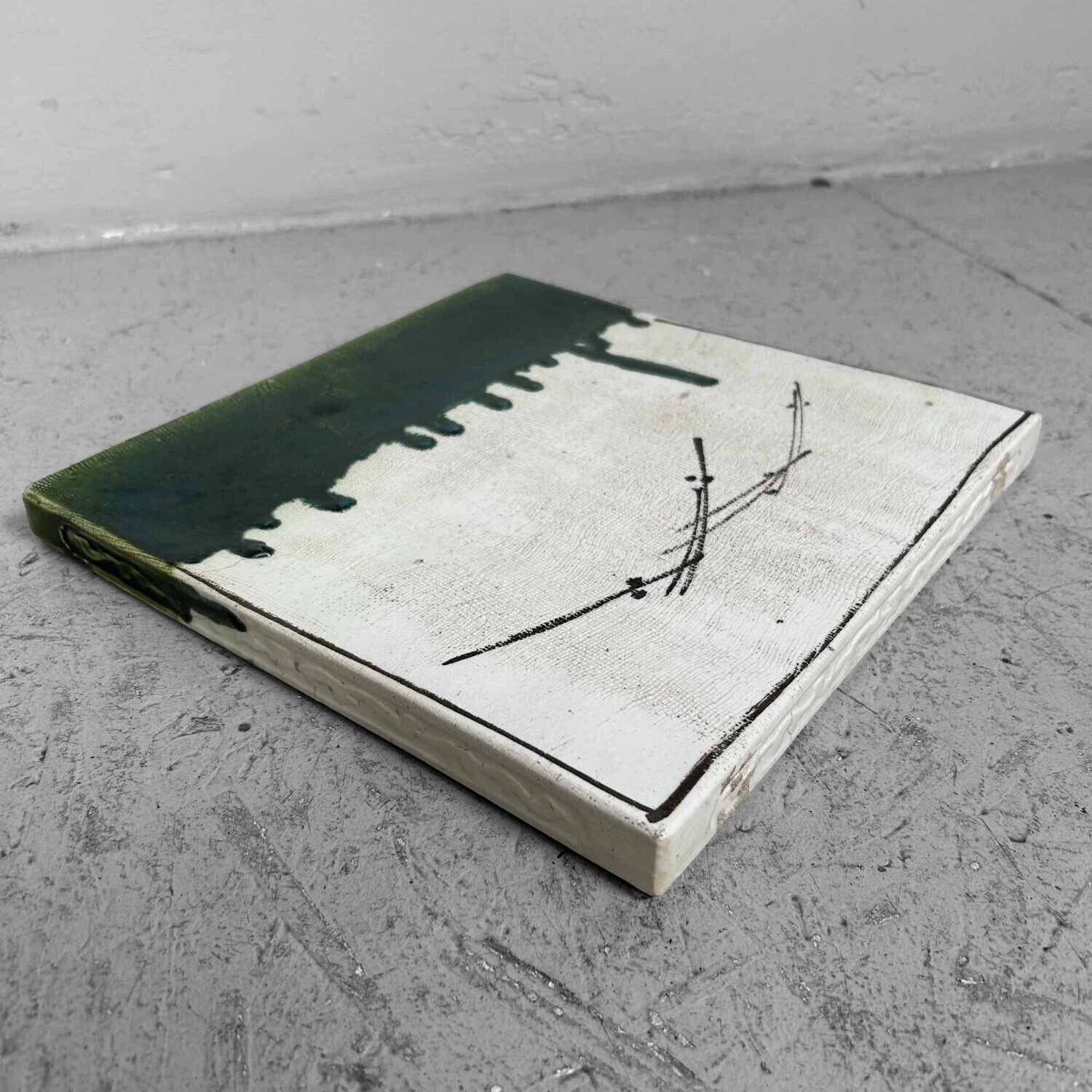 Oribe-ware Toban Keramische Tegel Theeceremonie, Taishō, Japan.