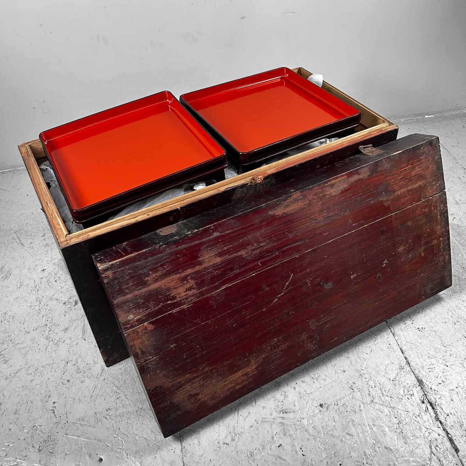 Set of Urushi Lacquer Serving Tables, Meiji Period, Japan.