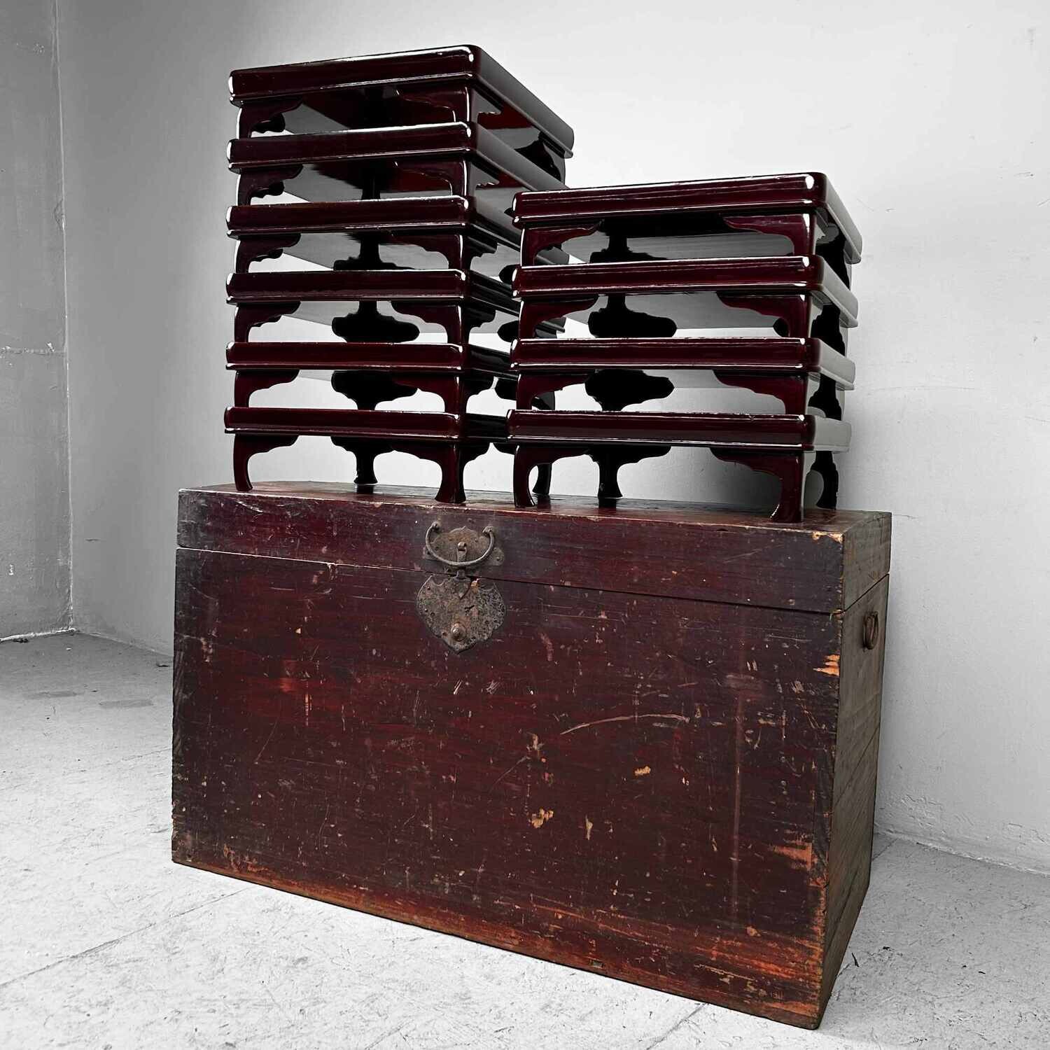 Set of Urushi Lacquer Serving Tables, Meiji Period, Japan.