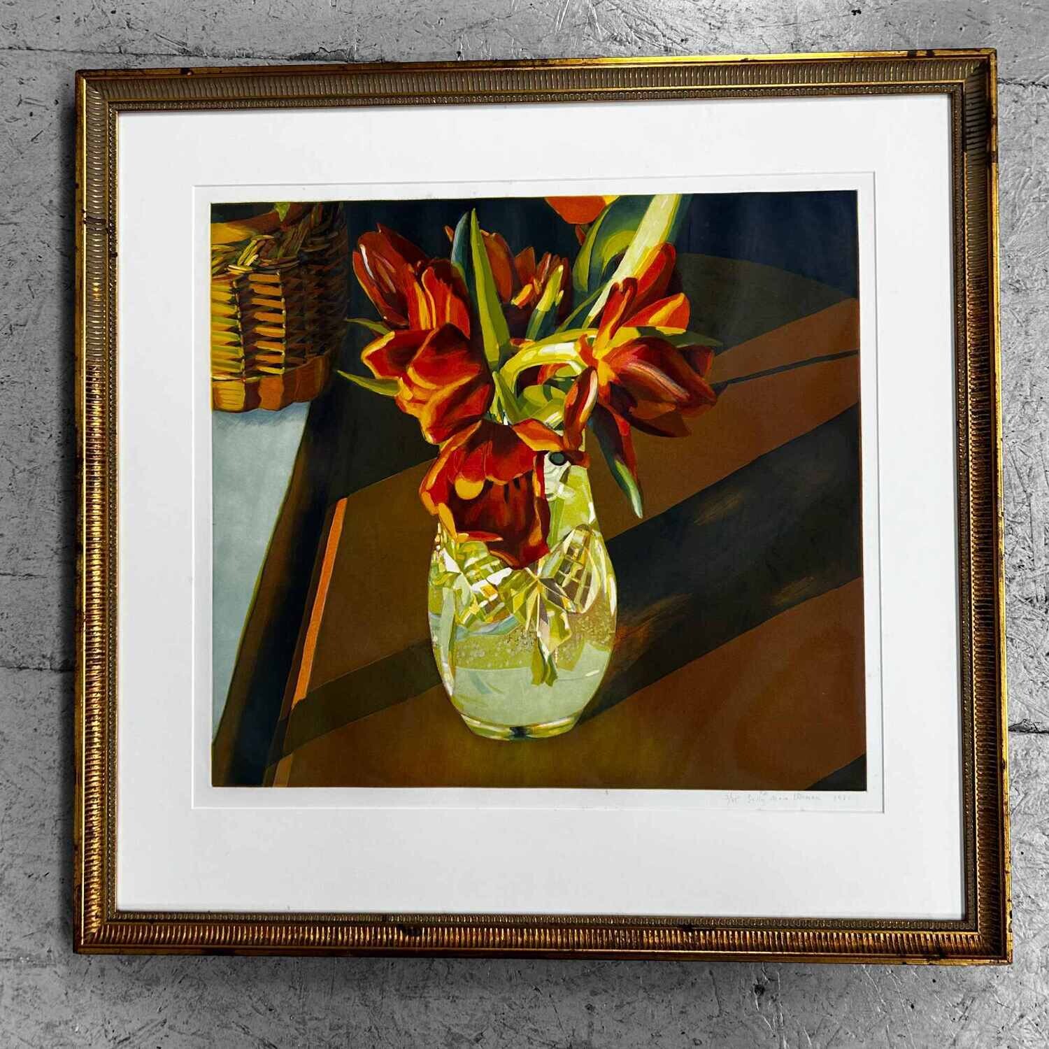 Original Lithograph 'Tulips' by Sally Mara Sturman, 1981.