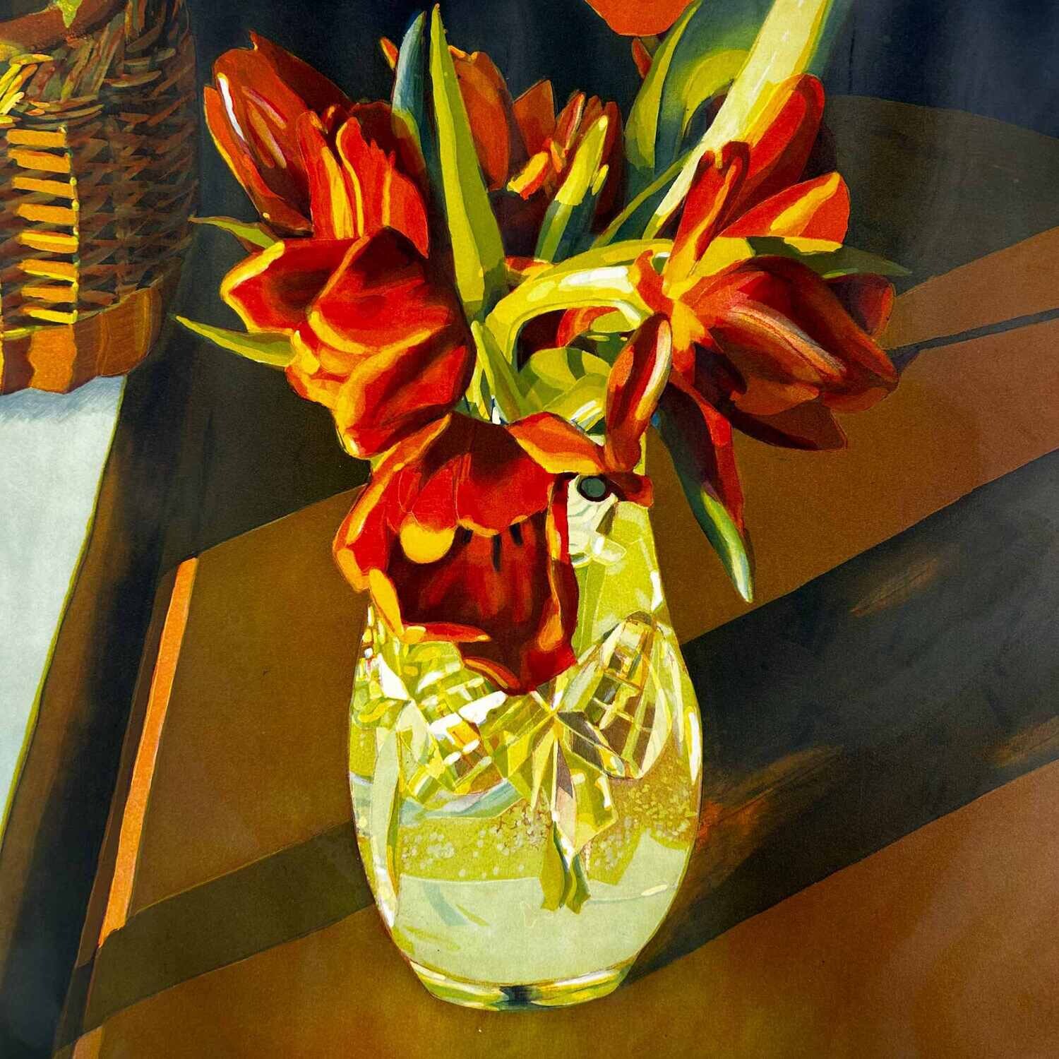 Original Lithograph 'Tulips' by Sally Mara Sturman, 1981.