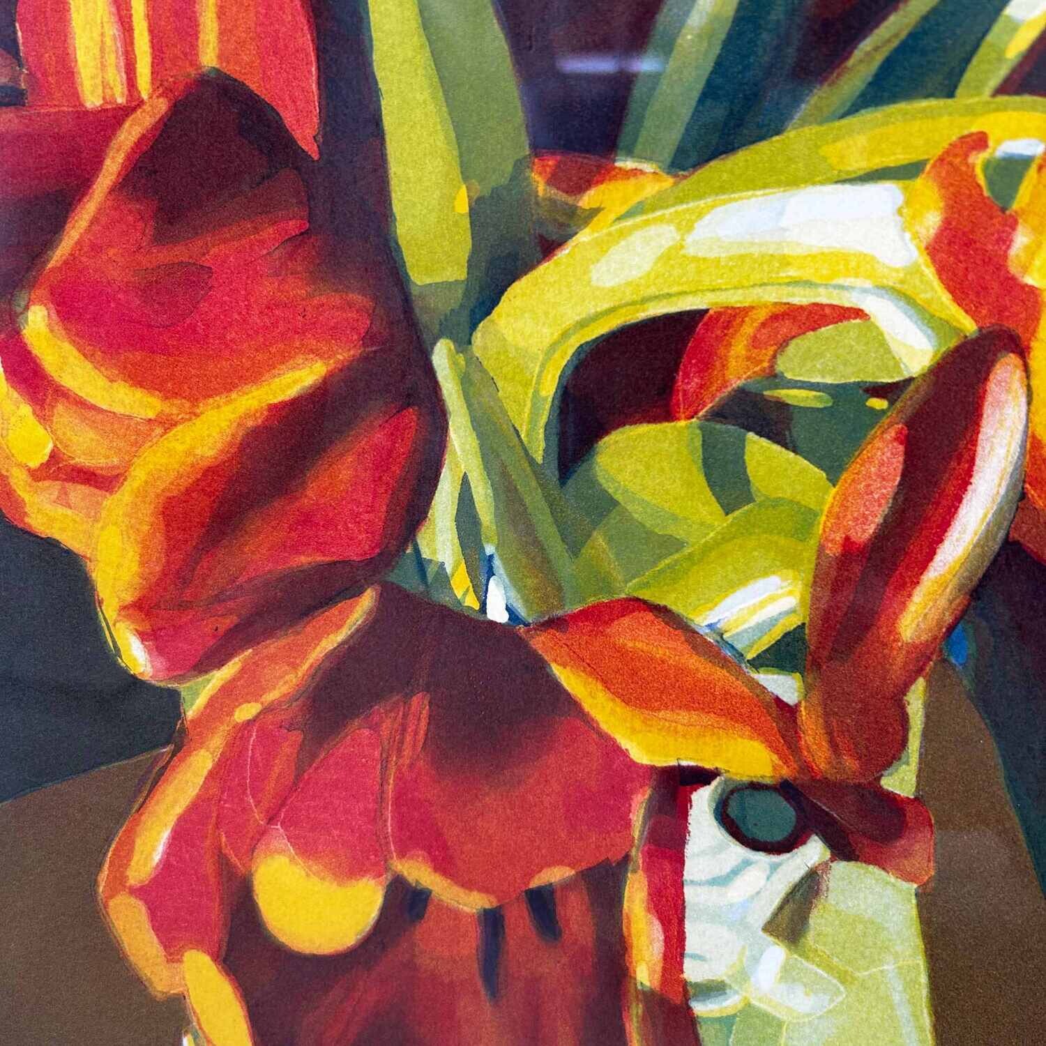 Original Lithograph 'Tulips' by Sally Mara Sturman, 1981.