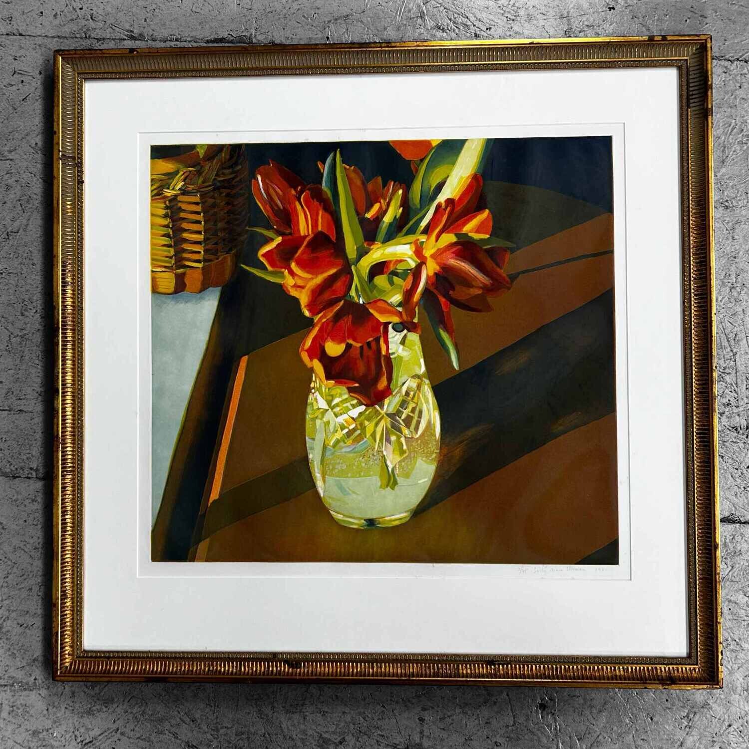 Original Lithograph 'Tulips' by Sally Mara Sturman, 1981.