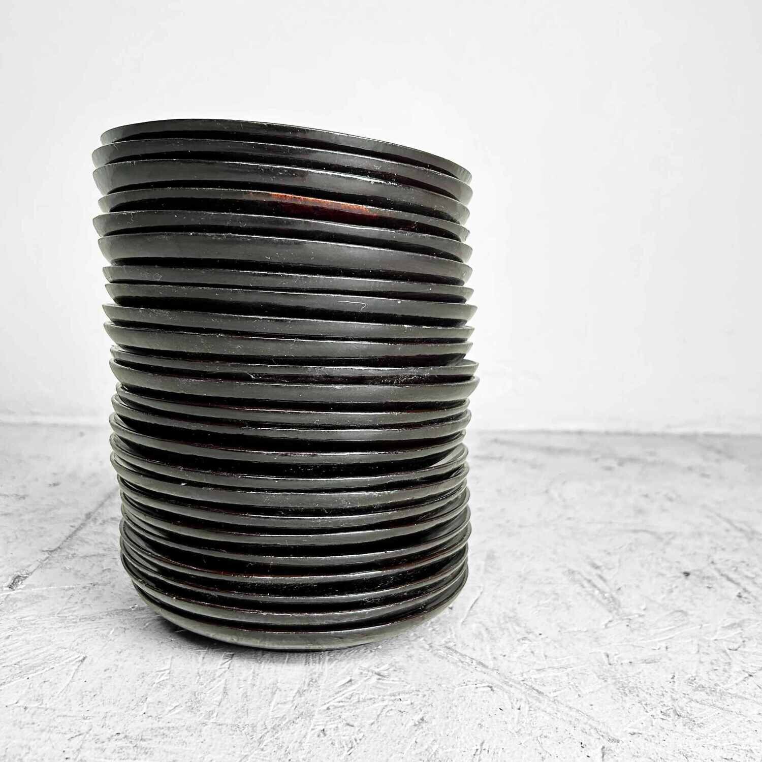 Stijlvol Zwart Houten Lakwerk Bord, Meiji-periode.