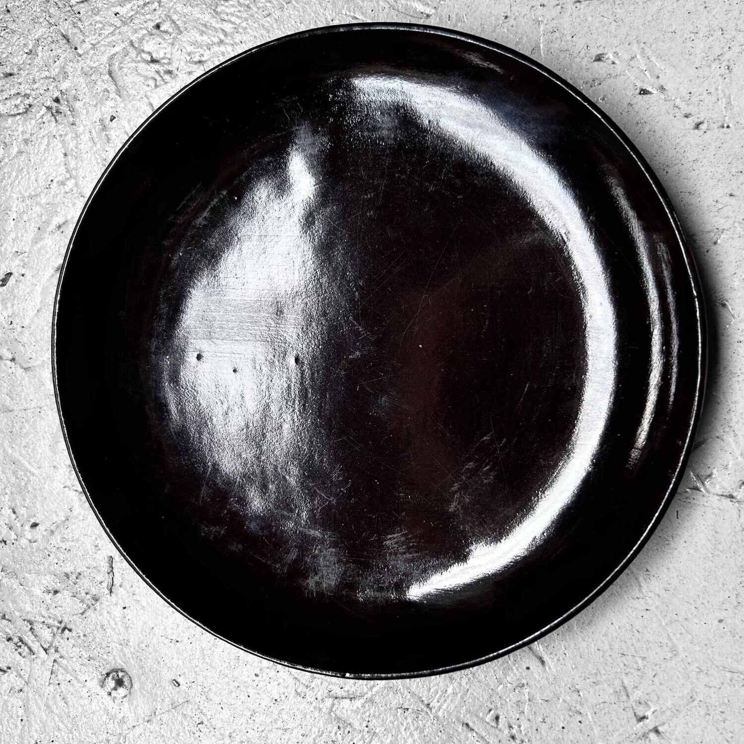 Stijlvol Zwart Houten Lakwerk Bord, Meiji-periode.