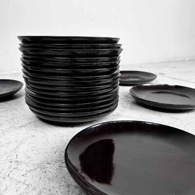 Stylish Black Lacquered Wooden Plate, Meiji Period.