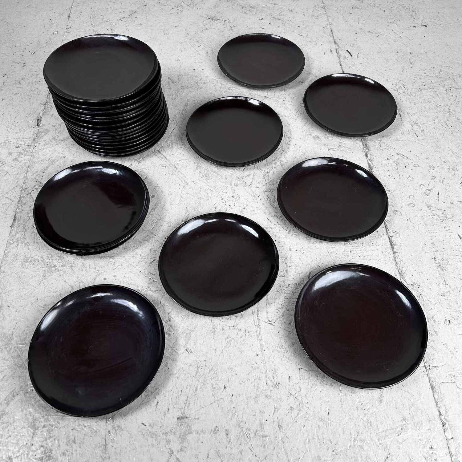 Stijlvol Zwart Houten Lakwerk Bord, Meiji-periode.