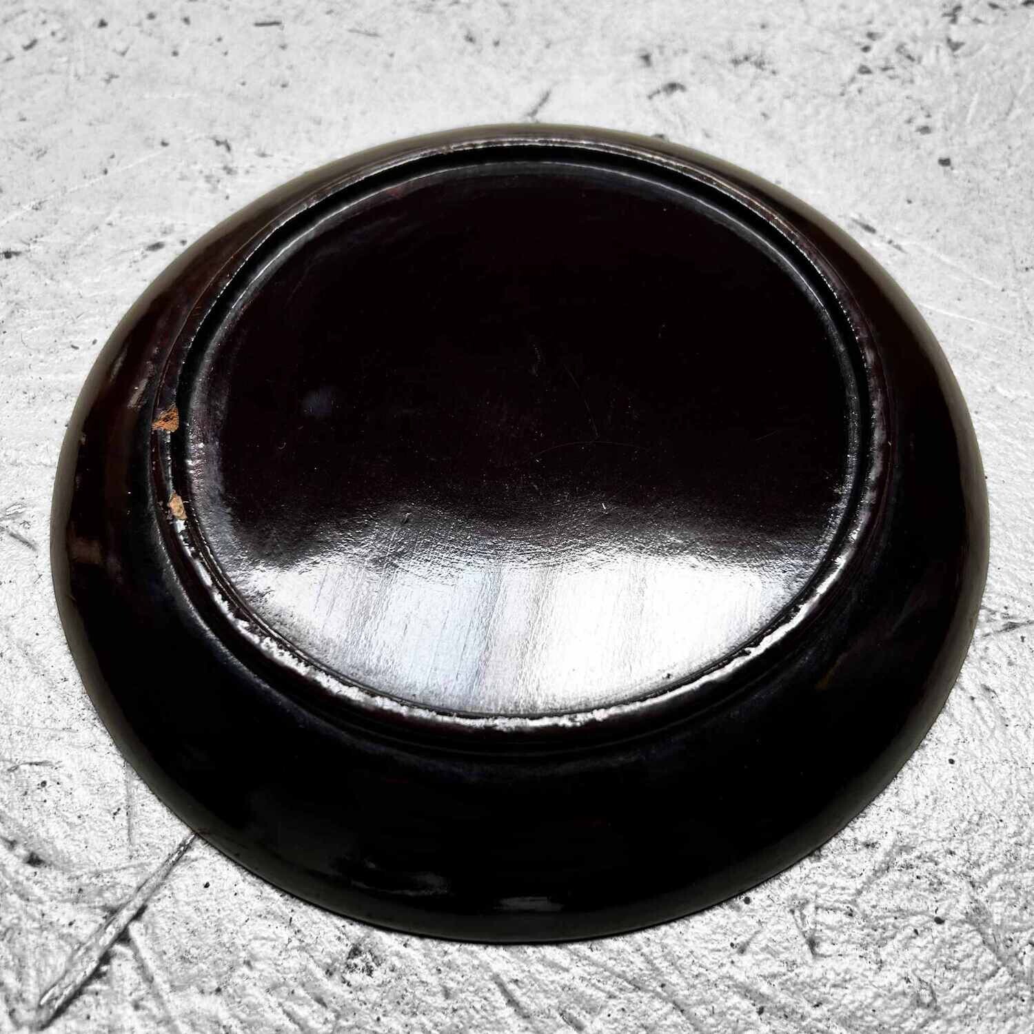 Stijlvol Zwart Houten Lakwerk Bord, Meiji-periode.