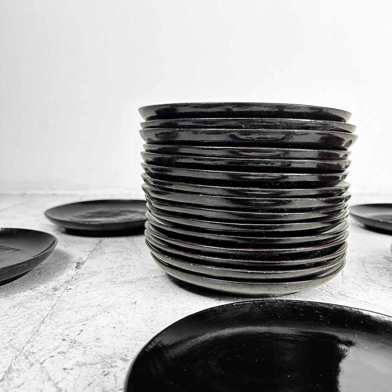 Stijlvol Zwart Houten Lakwerk Bord, Meiji-periode.