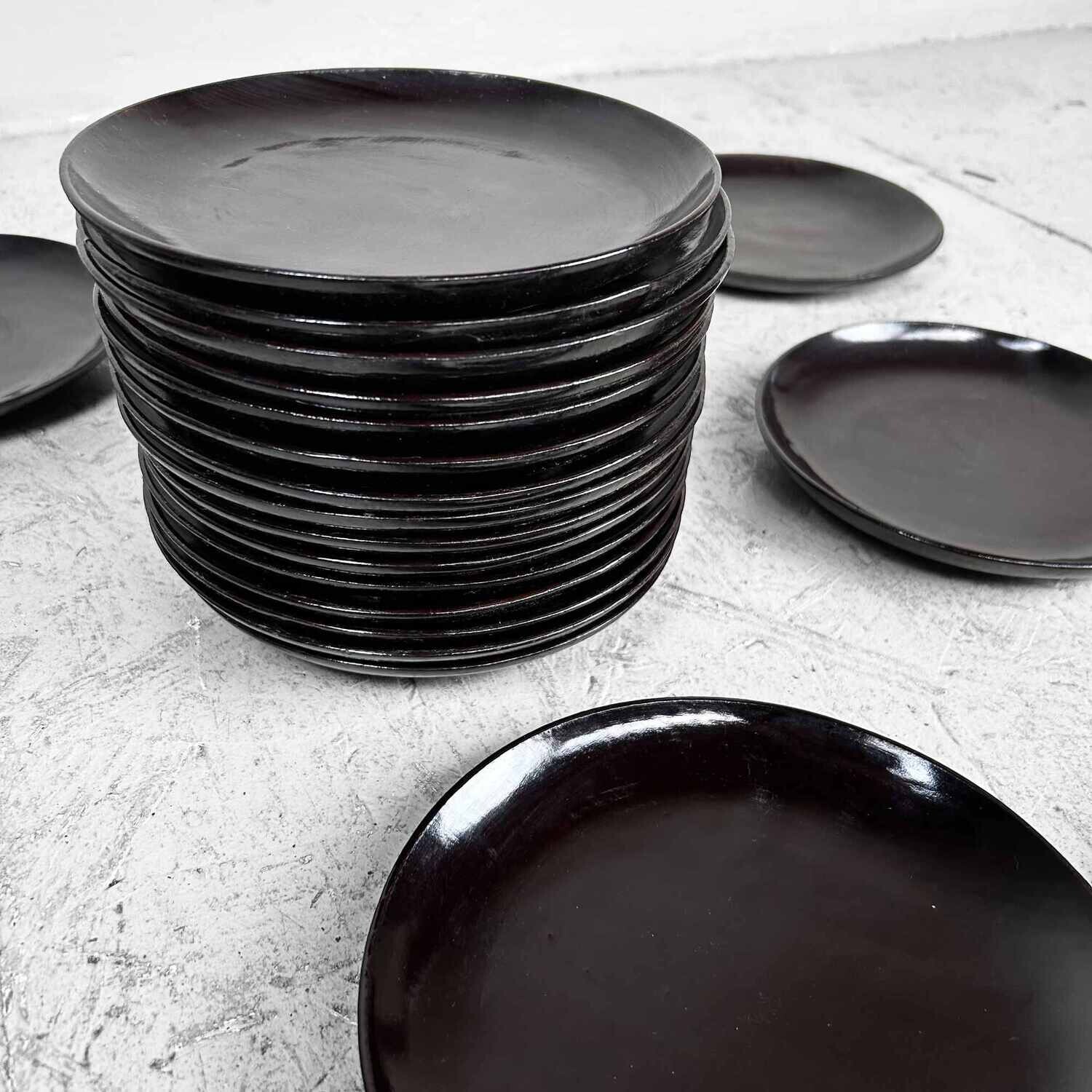 Stijlvol Zwart Houten Lakwerk Bord, Meiji-periode.