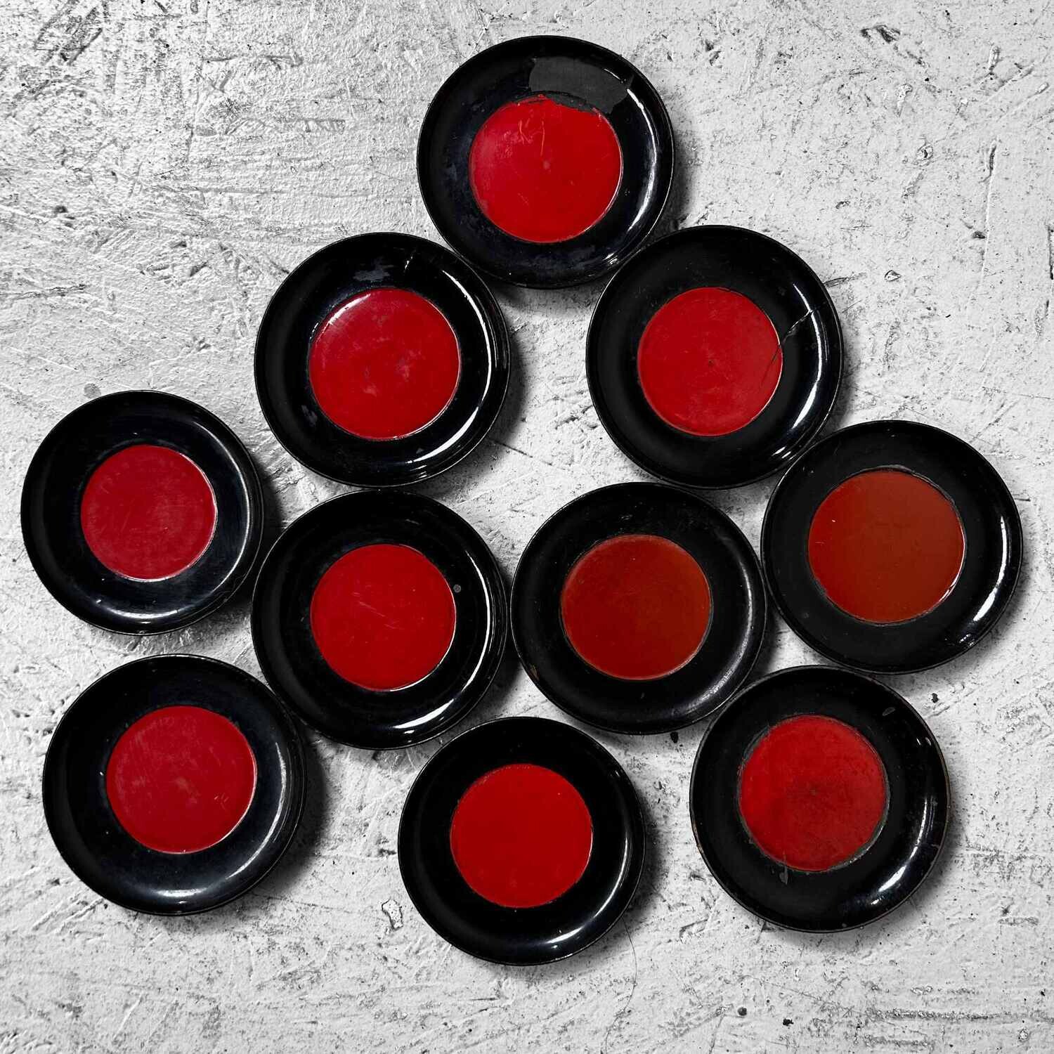 Set Black and Red Lacquered Wooden Dishes, Meiji Period, Japan. Set Black and Red Lacquered Wooden Dishes, Meiji Period, Japan.