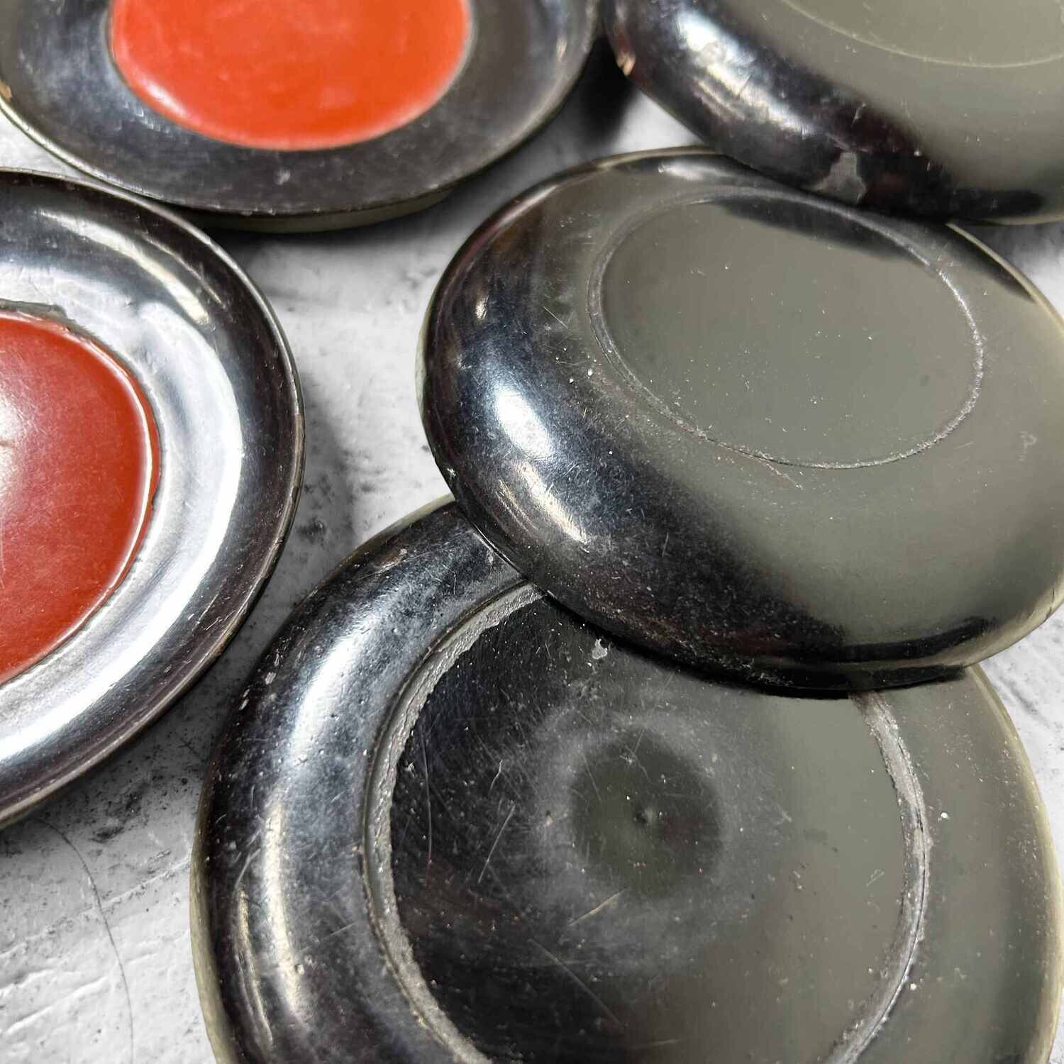 Set Black and Red Lacquered Wooden Dishes, Meiji Period, Japan. Set Black and Red Lacquered Wooden Dishes, Meiji Period, Japan.