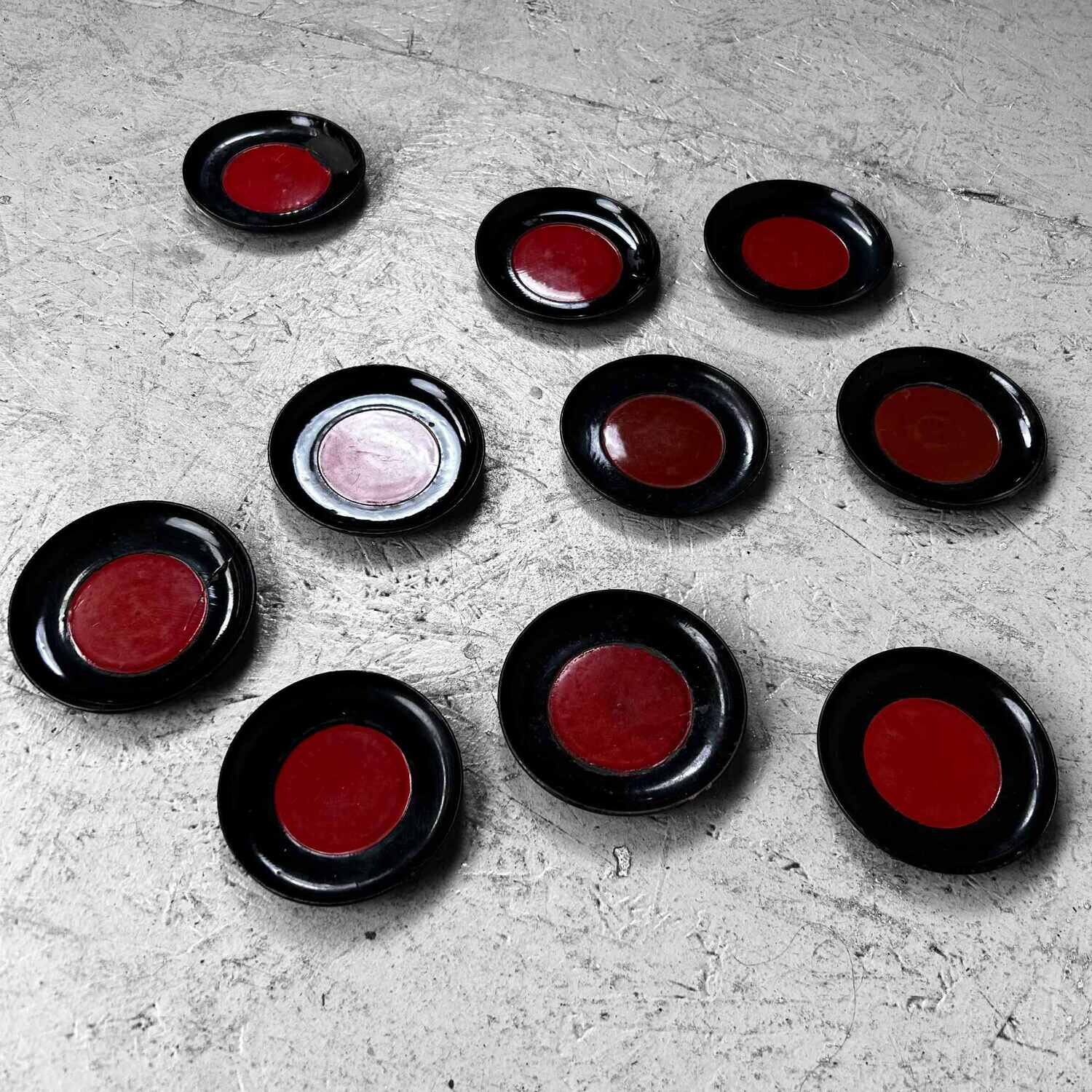 Set Black and Red Lacquered Wooden Dishes, Meiji Period, Japan. Set Black and Red Lacquered Wooden Dishes, Meiji Period, Japan.