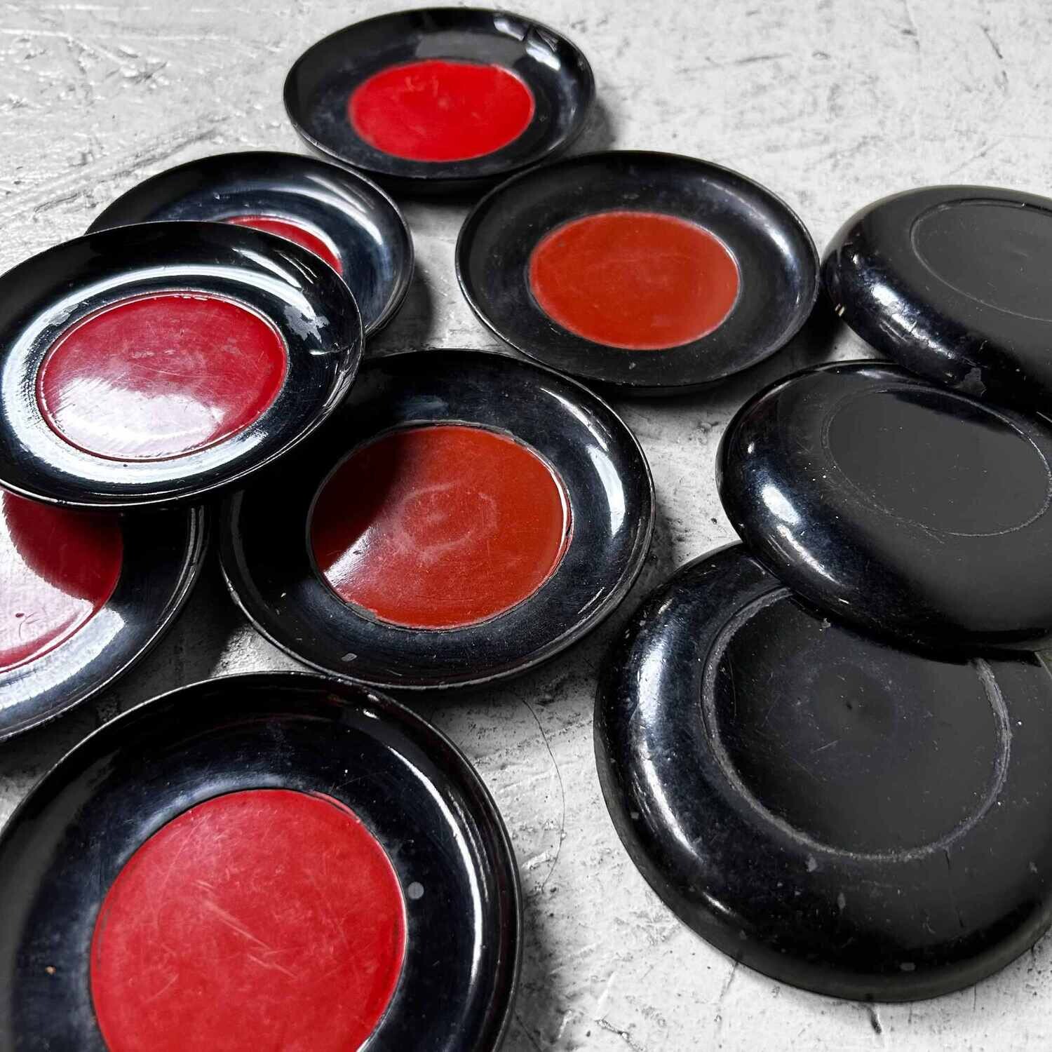 Set Black and Red Lacquered Wooden Dishes, Meiji Period, Japan. Set Black and Red Lacquered Wooden Dishes, Meiji Period, Japan.
