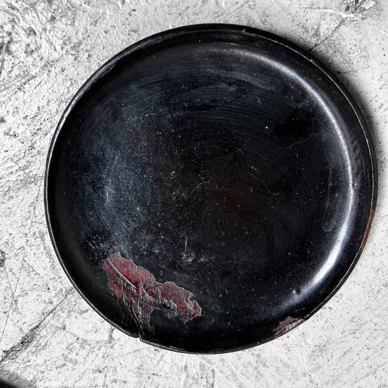 Set (8) Zwarte Houten Lakwerk Borden, Meiji-periode.