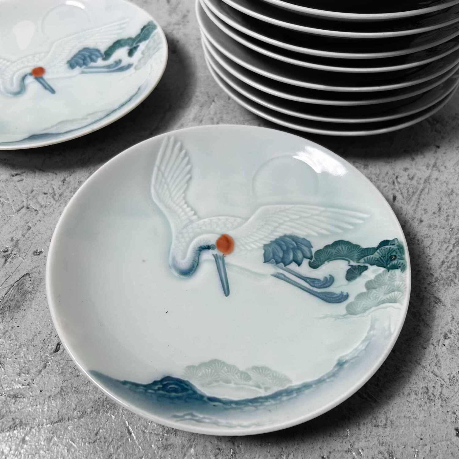 Japans Porseleinen Bord 'Kraanvogel', 1938.