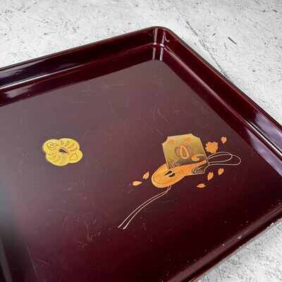 Wooden Lacquerware Maki-e Japanese Tray, Taishō Period.