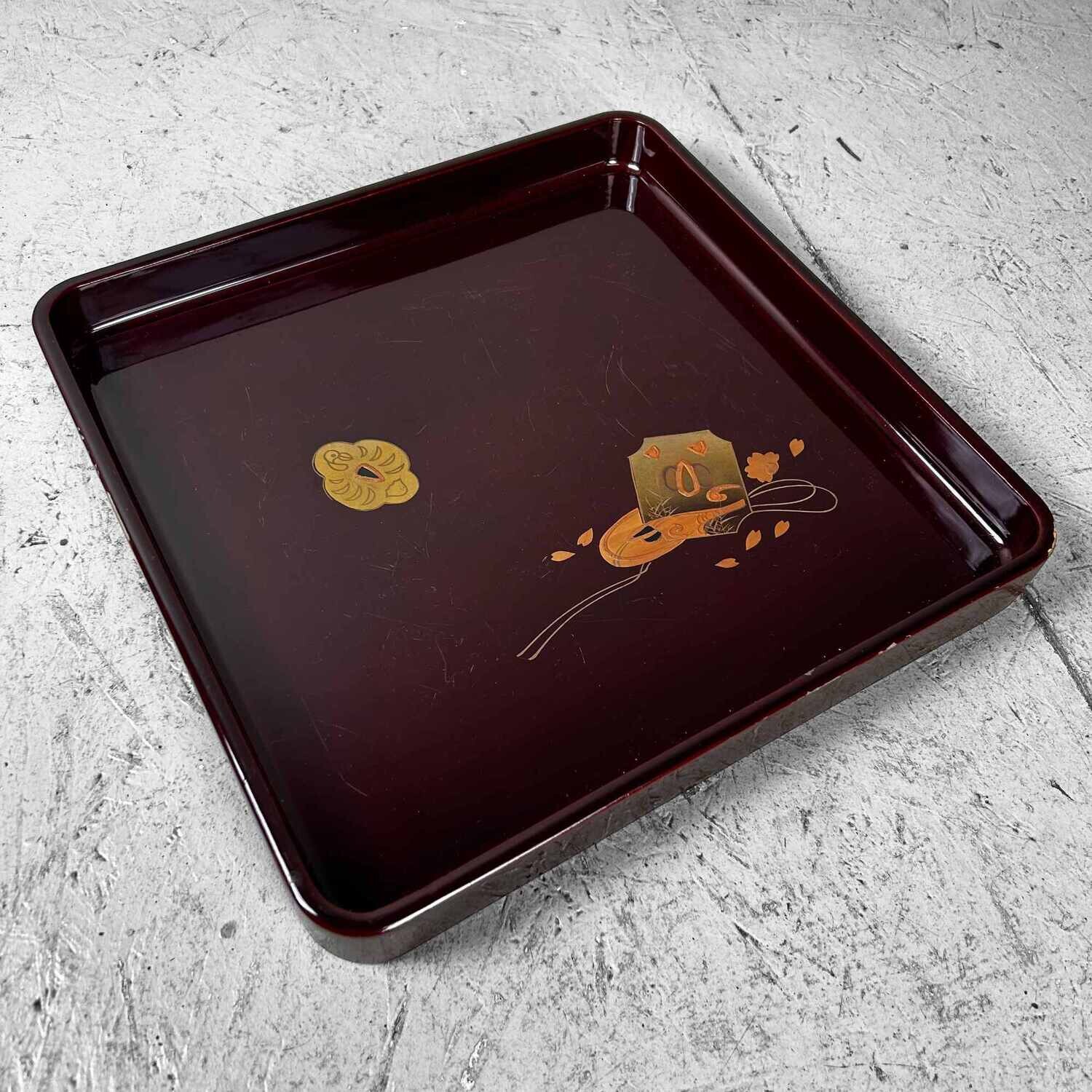 Wooden Lacquerware Maki-e Japanese Tray, Taishō Period.