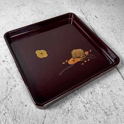 Wooden Lacquerware Maki-e Japanese Tray, Taishō Period.