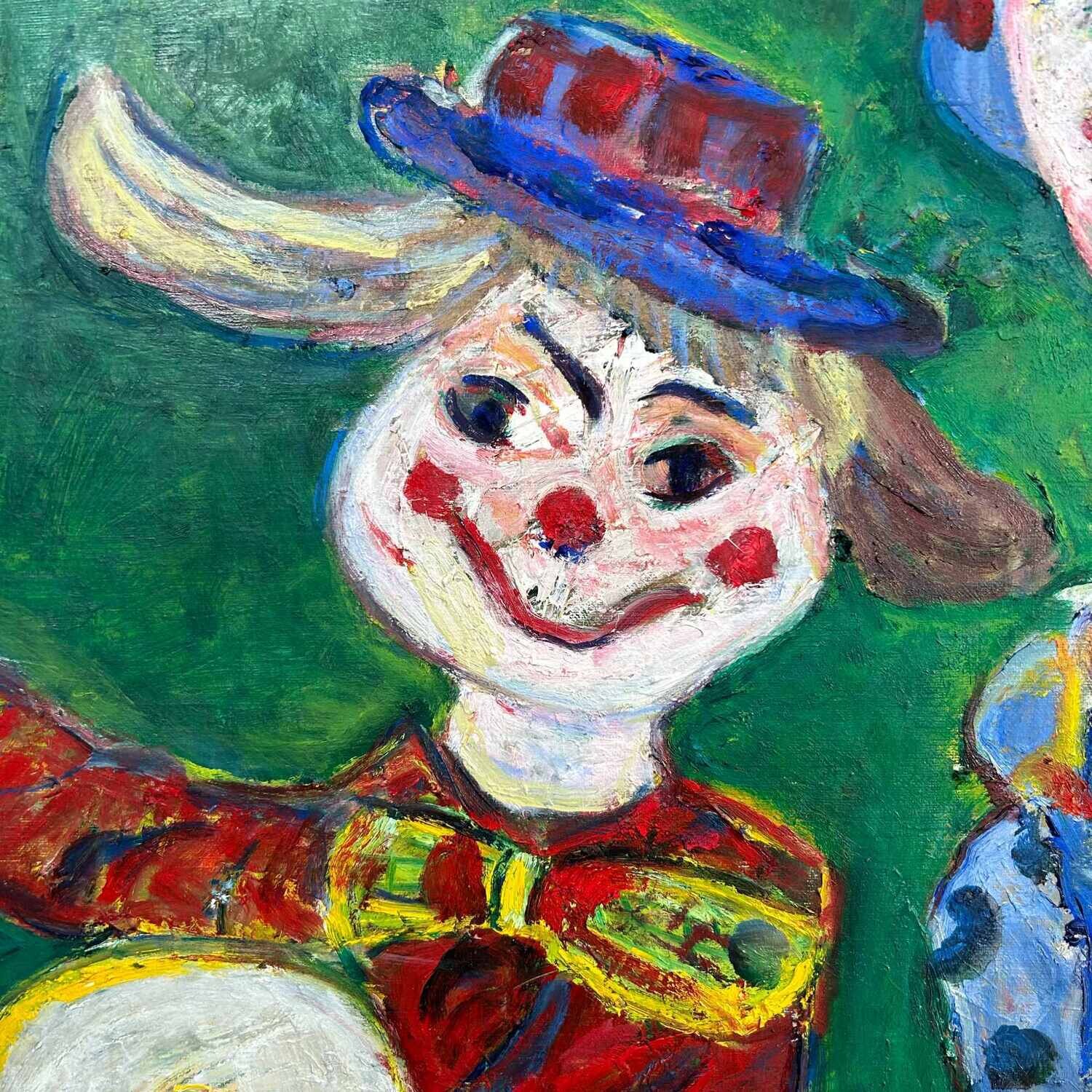 Schilderij 'Muzikale Clowns', Akiko, jaren '80, Japan.