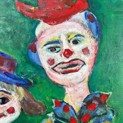 Schilderij 'Muzikale Clowns', Akiko, jaren '80, Japan.