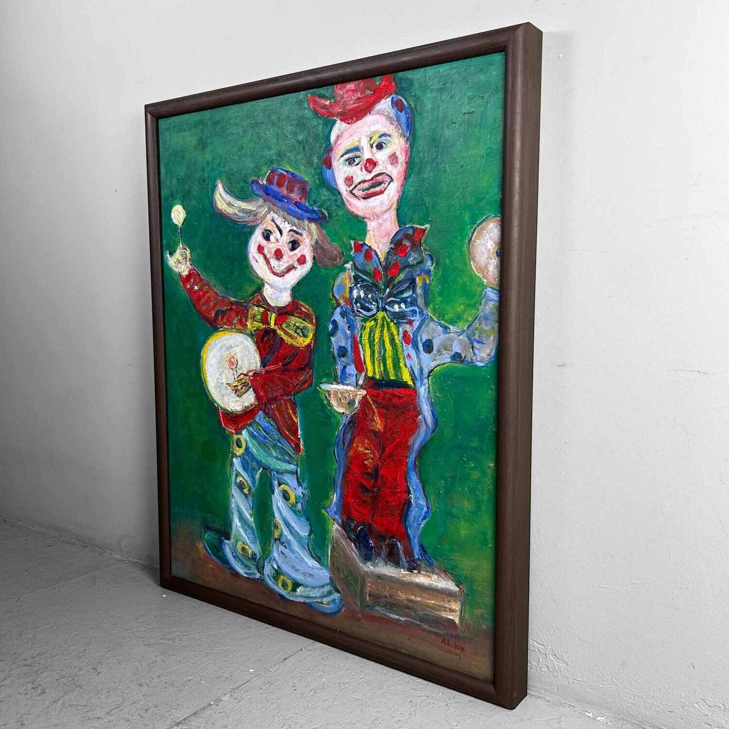 Schilderij 'Muzikale Clowns', Akiko, jaren '80, Japan.