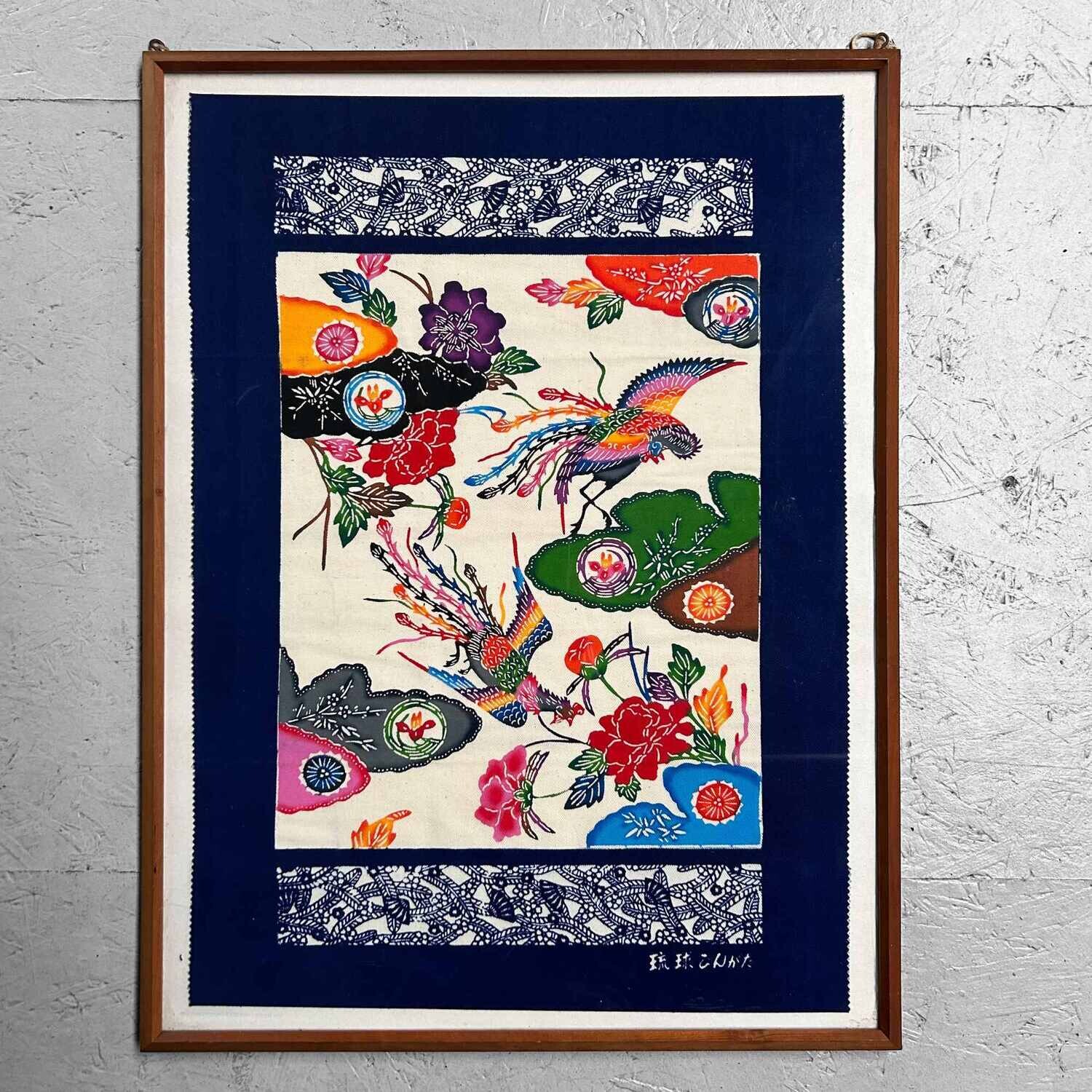 Bingata Okinawan Ryukyu Textiel, jaren '60, Japan.