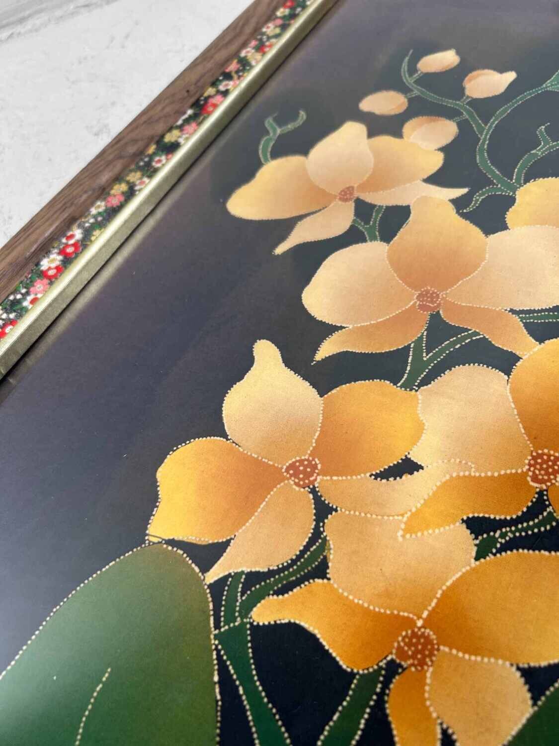 Yūzen Flower Decoration on Silk, 1950s, Japan. Yūzen Flower Decoration on Silk, 1950s, Japan.