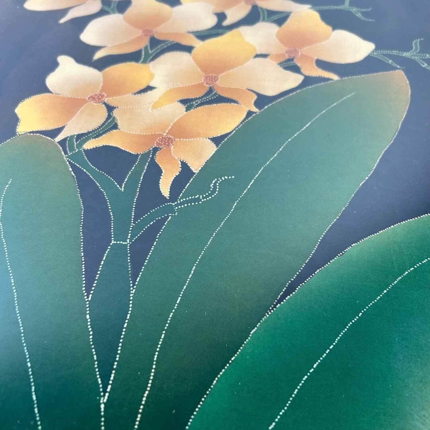 Yūzen Flower Decoration on Silk, 1950s, Japan. Yūzen Flower Decoration on Silk, 1950s, Japan.